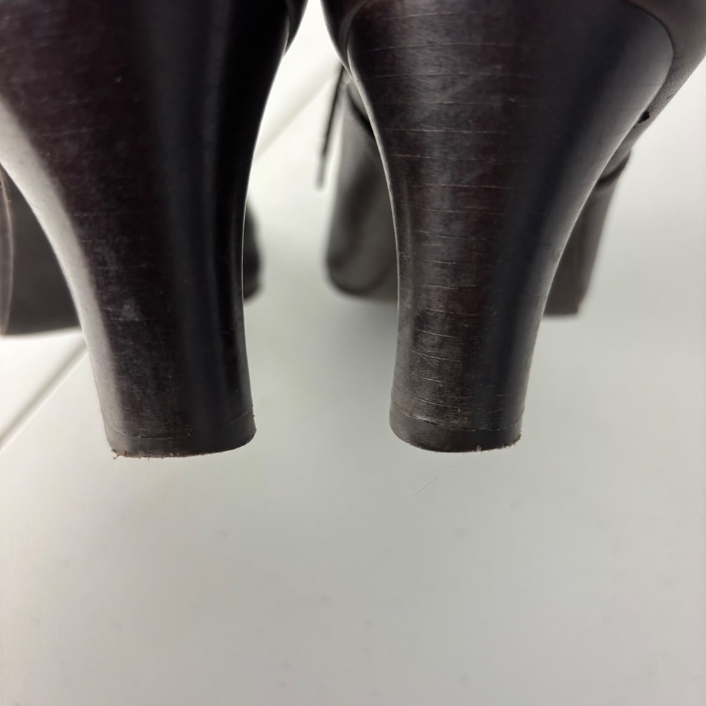 Vtg Naturalizer Brown Leather Oxford Heels 9.5 Academia Edwardian CottageCore - Picture 10 of 14